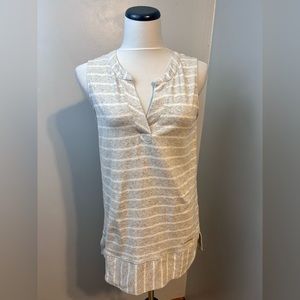 Jones New York Gray And White Stripped Tank Top Size Medium